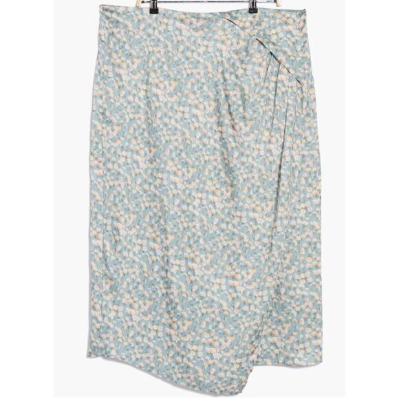 Vince Carnation Floral Asymmetric Hem Skirt in Blue Fog NWT Size 18W - Picture 1 of 7